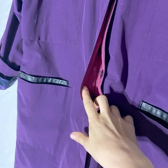 Vintage Long Purple Coat W Quilted Lining L Cottagecore Grannycore Grandmacore - Picture 10 of 14
